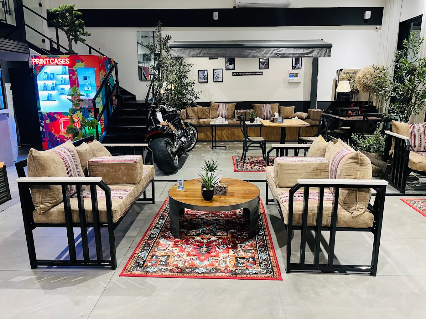 Inside Gela Cafe in Dubai — lounge seating and dining area